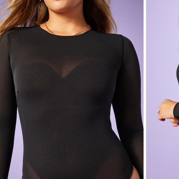 Yitty NWTs Mesh Me Smoothing Sleeved Thong Bodysuit - Picture 3 of 7